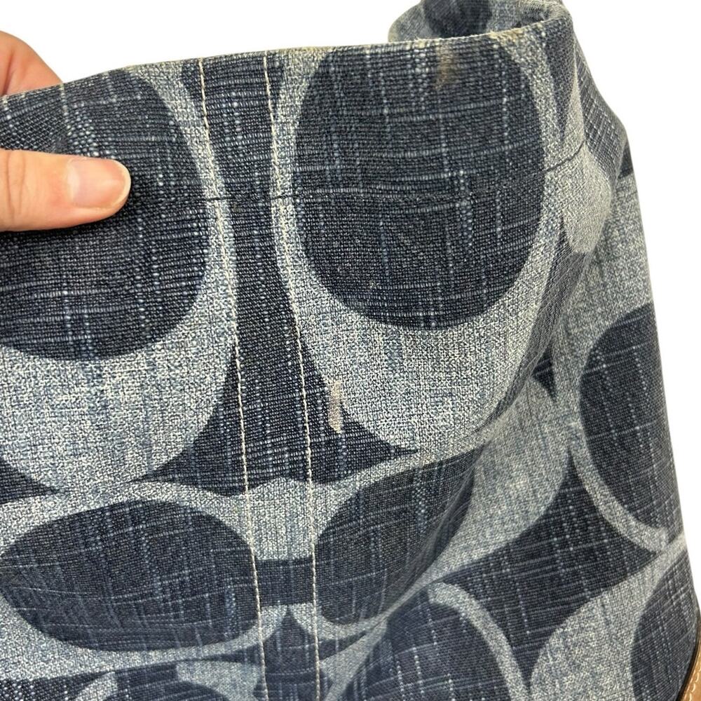 Y2K Coach Signature Print Carly Denim Hobo Brown Leather Trim Shoulder Bag - Picture 6 of 11